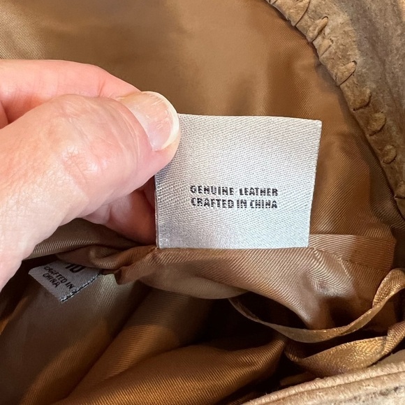 Vintage Wilsons Leather Suede Braided Flare Pants Tan Western Boho Y2K Size 10 - Picture 5 of 13